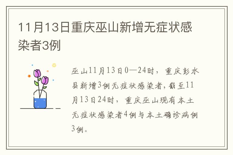 11月13日重庆巫山新增无症状感染者3例