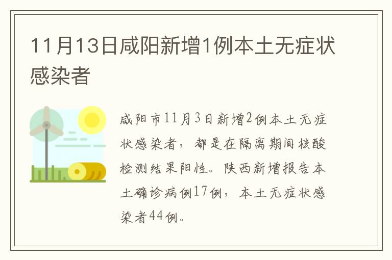 11月13日咸阳新增1例本土无症状感染者