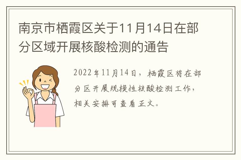 南京市栖霞区关于11月14日在部分区域开展核酸检测的通告