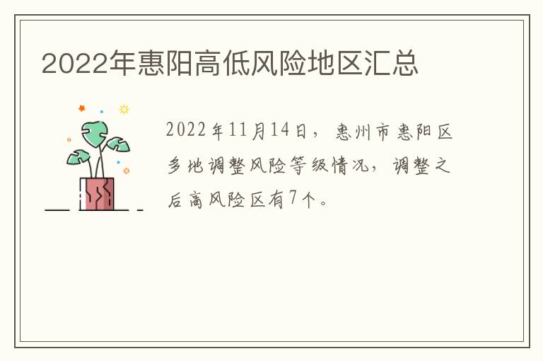 2022年惠阳高低风险地区汇总