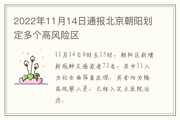 2022年11月14日通报北京朝阳划定多个高风险区