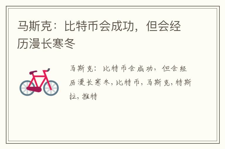 马斯克：比特币会成功，但会经历漫长寒冬