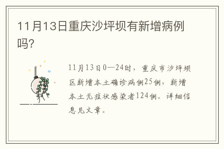 11月13日重庆沙坪坝有新增病例吗？