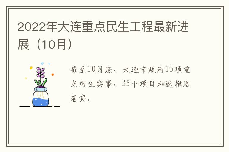 2022年大连重点民生工程最新进展（10月）