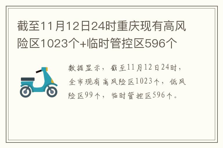 截至11月12日24时重庆现有高风险区1023个+临时管控区596个