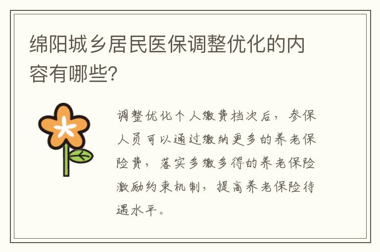 绵阳城乡居民医保调整优化的内容有哪些？