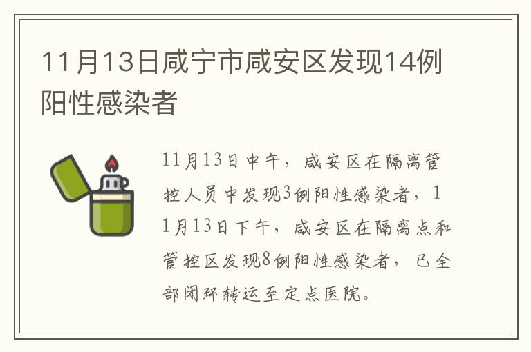 11月13日咸宁市咸安区发现14例阳性感染者