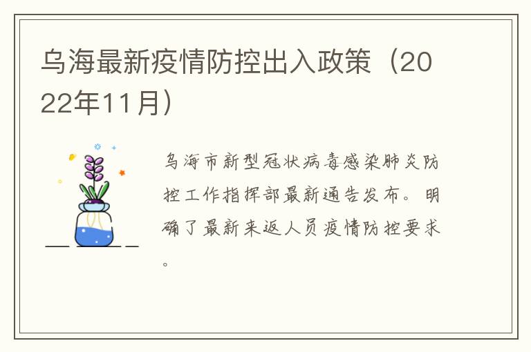 乌海最新疫情防控出入政策（2022年11月）