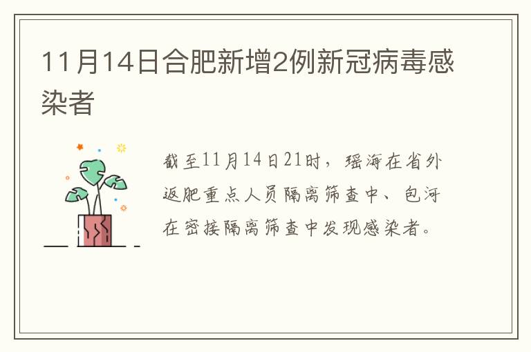 11月14日合肥新增2例新冠病毒感染者