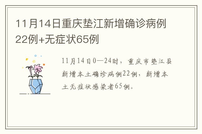 11月14日重庆垫江新增确诊病例22例+无症状65例