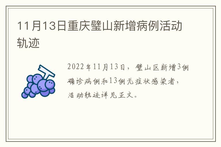11月13日重庆璧山新增病例活动轨迹