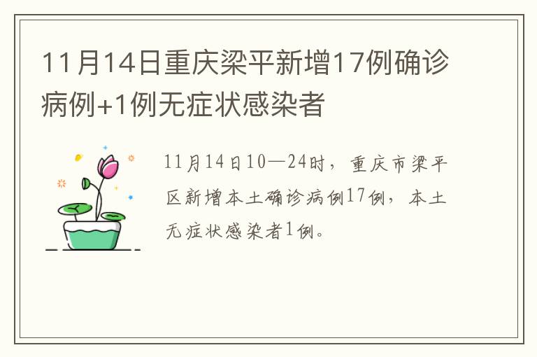 11月14日重庆梁平新增17例确诊病例+1例无症状感染者