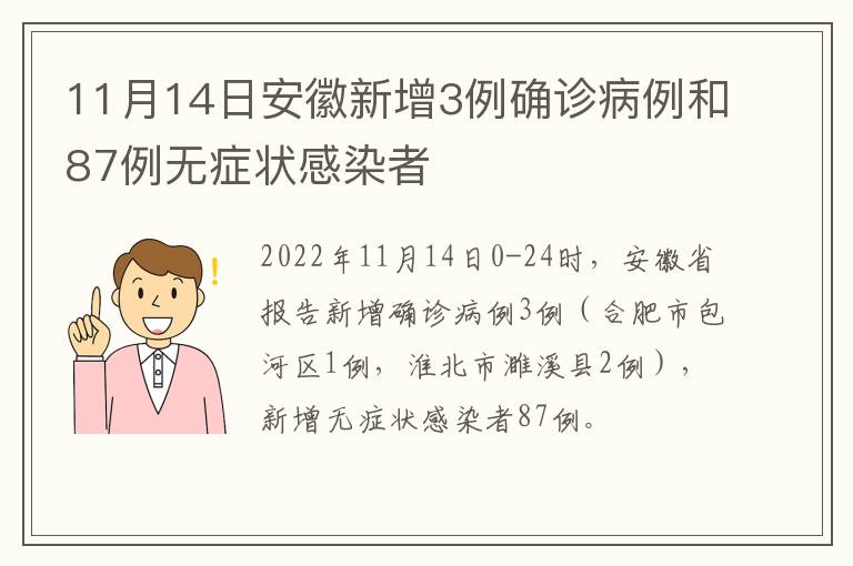 11月14日安徽新增3例确诊病例和87例无症状感染者