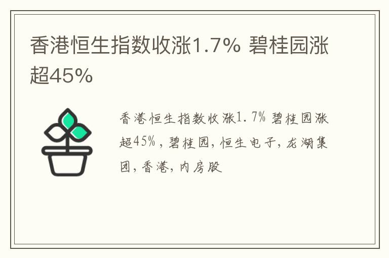 香港恒生指数收涨1.7% 碧桂园涨超45%