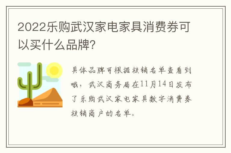 2022乐购武汉家电家具消费券可以买什么品牌？