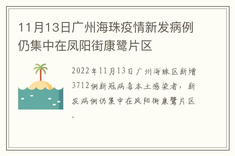 11月13日广州海珠疫情新发病例仍集中在凤阳街康鹭片区