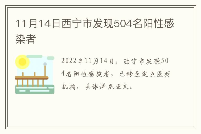 11月14日西宁市发现504名阳性感染者