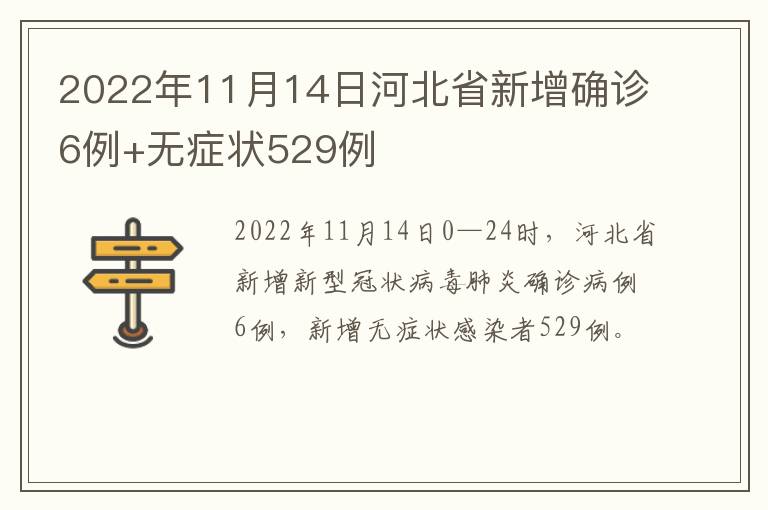 2022年11月14日河北省新增确诊6例+无症状529例
