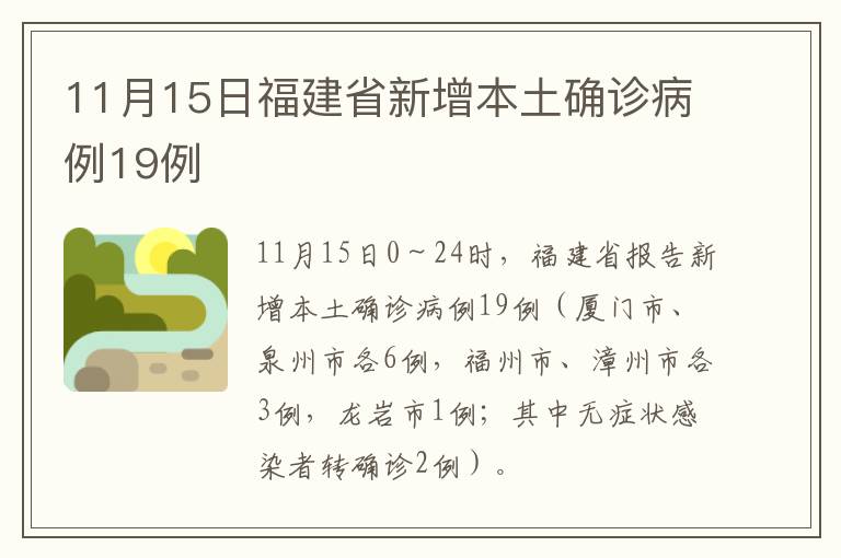 11月15日福建省新增本土确诊病例19例