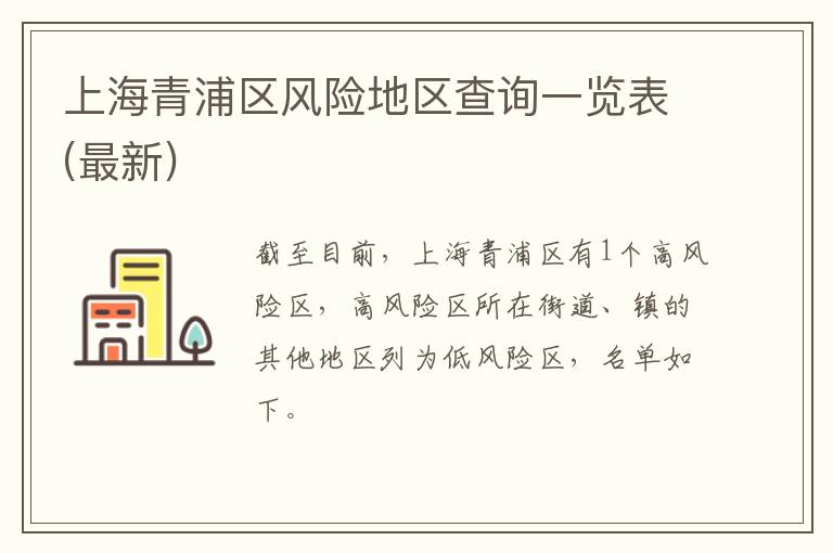 上海青浦区风险地区查询一览表(最新)