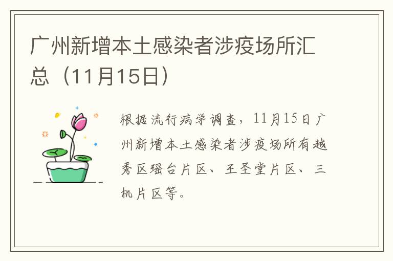 广州新增本土感染者涉疫场所汇总（11月15日）