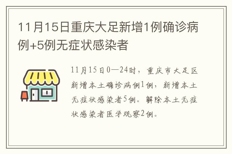 11月15日重庆大足新增1例确诊病例+5例无症状感染者