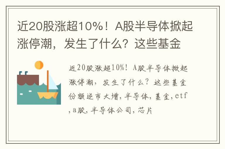 近20股涨超10%！A股半导体掀起涨停潮，发生了什么？这些基金份额逆市大增