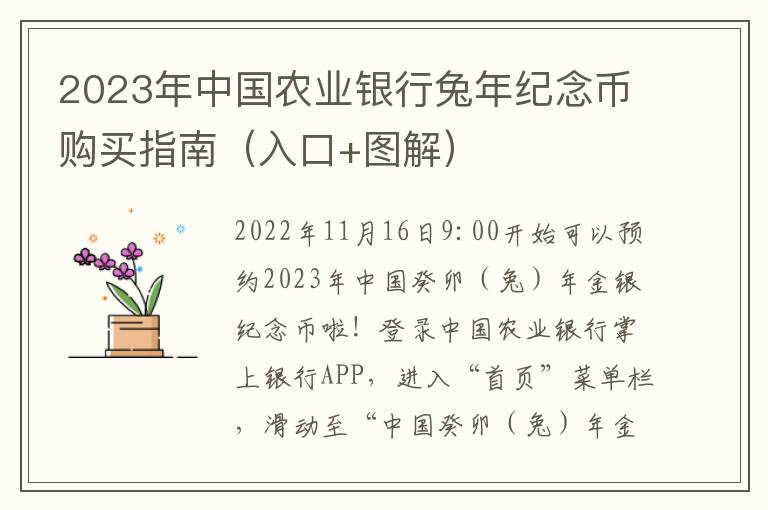2023年中国农业银行兔年纪念币购买指南（入口+图解）