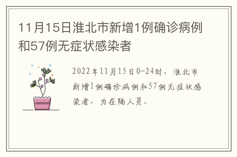 11月15日淮北市新增1例确诊病例和57例无症状感染者