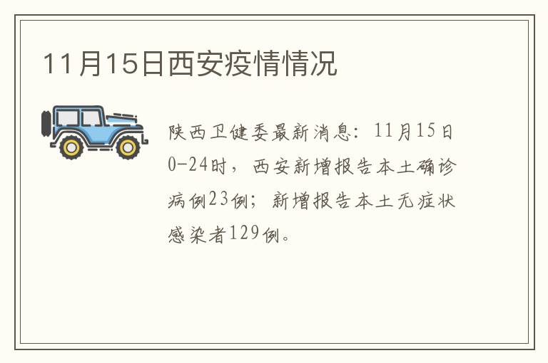 11月15日西安疫情情况