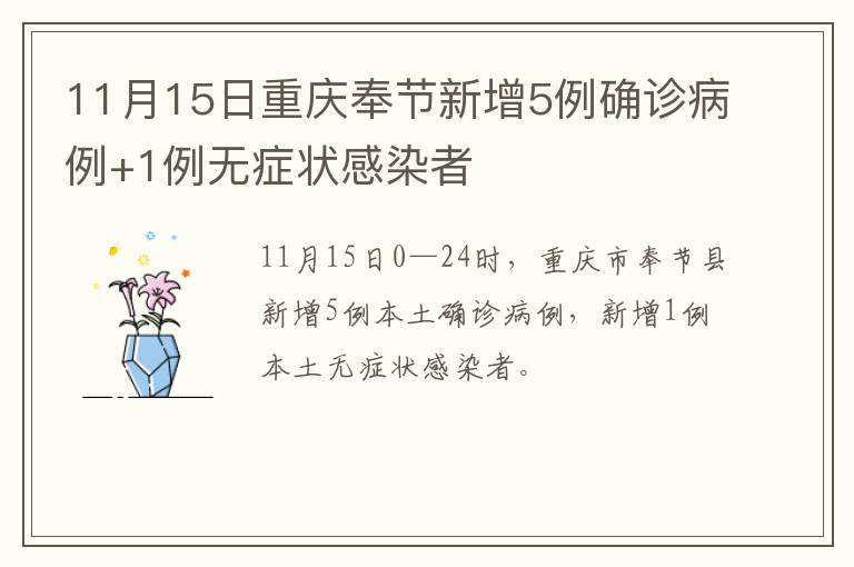 11月15日重庆奉节新增5例确诊病例+1例无症状感染者