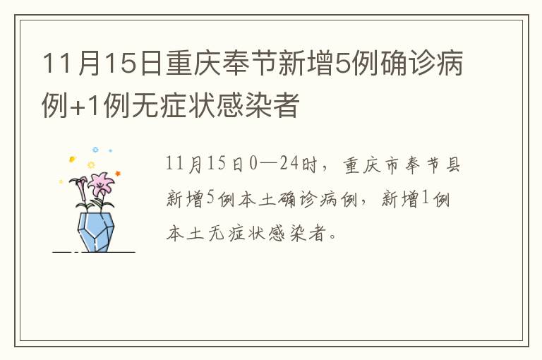 11月15日重庆奉节新增5例确诊病例+1例无症状感染者