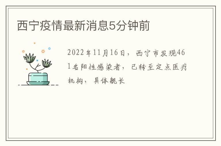 西宁疫情最新消息5分钟前