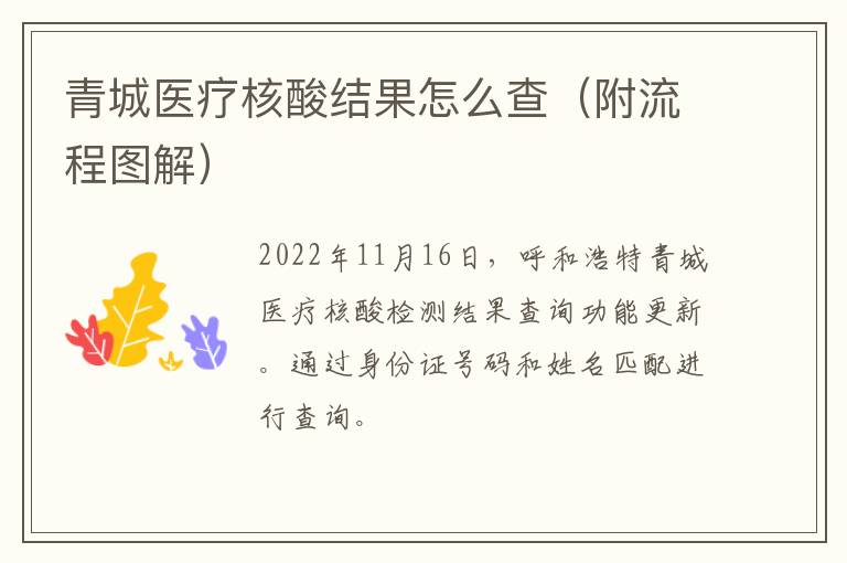 青城医疗核酸结果怎么查（附流程图解）