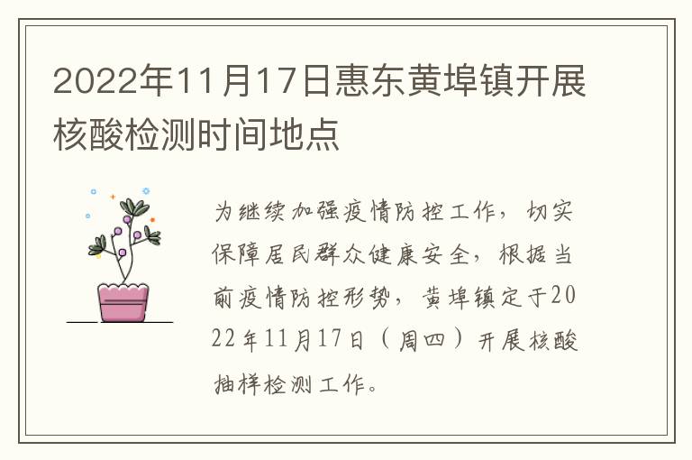 2022年11月17日惠东黄埠镇开展核酸检测时间地点