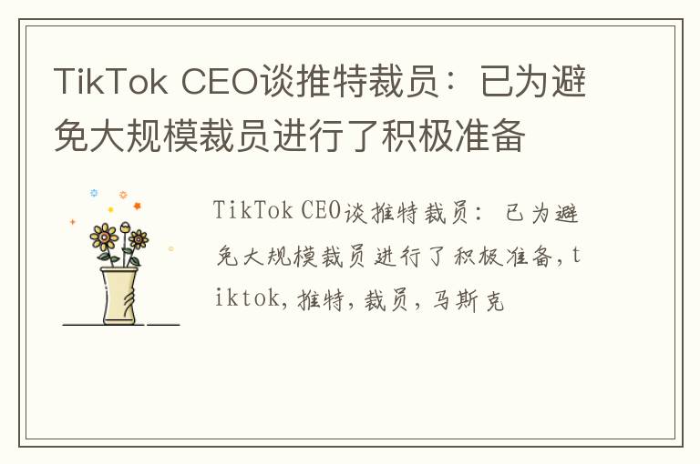 TikTok CEO谈推特裁员：已为避免大规模裁员进行了积极准备