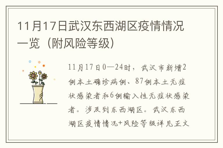 11月17日武汉东西湖区疫情情况一览（附风险等级）