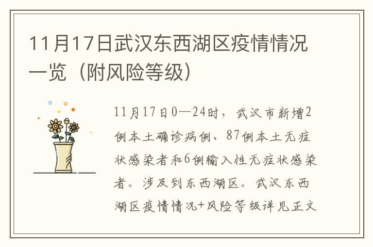 11月17日武汉东西湖区疫情情况一览（附风险等级）