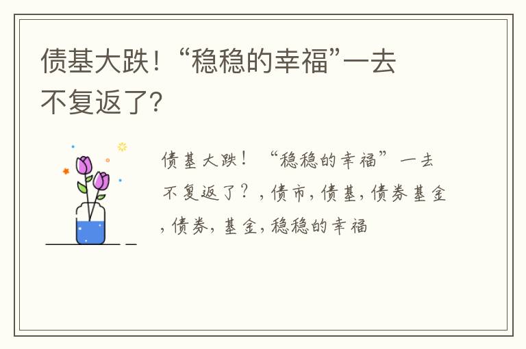 债基大跌！“稳稳的幸福”一去不复返了？