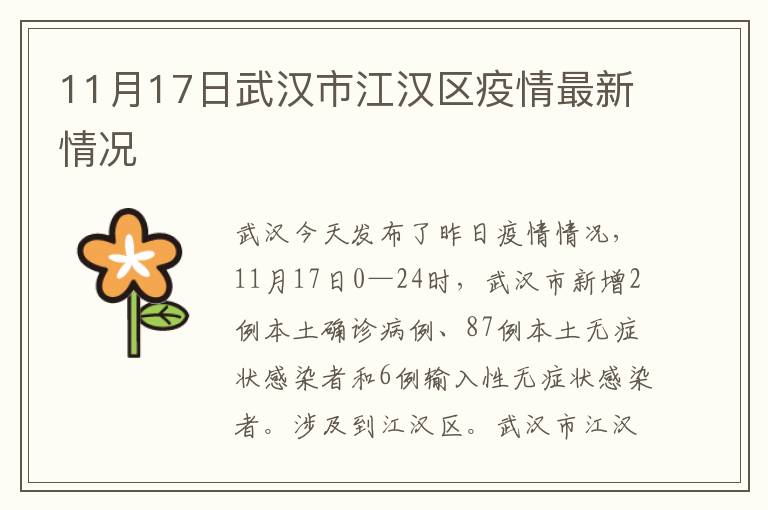 11月17日武汉市江汉区疫情最新情况