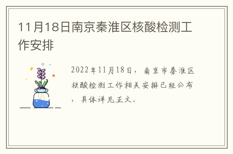 11月18日南京秦淮区核酸检测工作安排