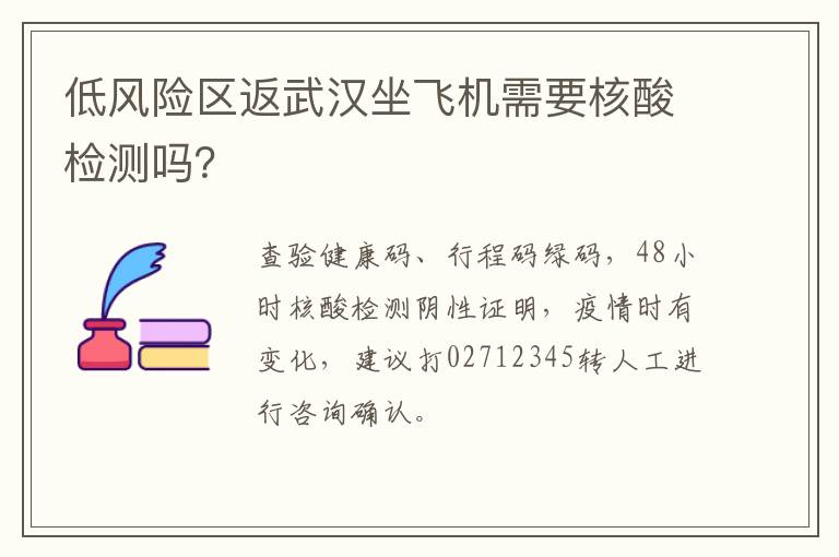低风险区返武汉坐飞机需要核酸检测吗？