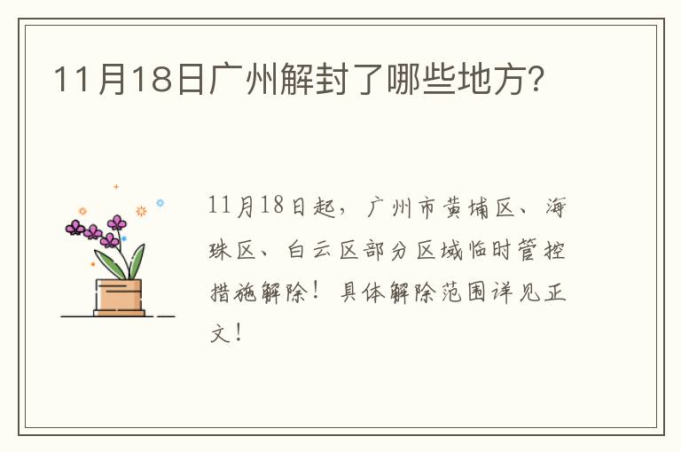 11月18日广州解封了哪些地方？