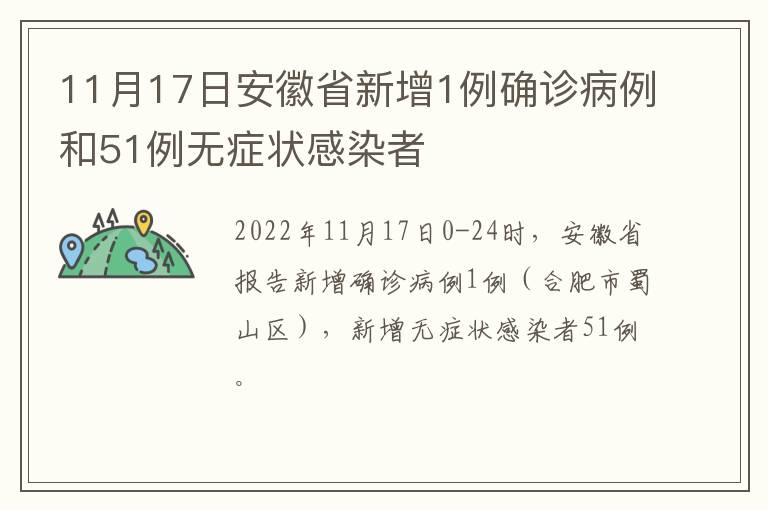 11月17日安徽省新增1例确诊病例和51例无症状感染者