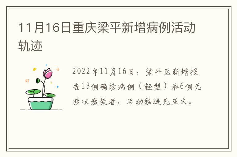 11月16日重庆梁平新增病例活动轨迹