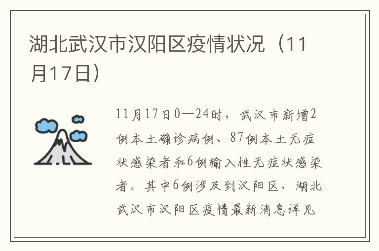 湖北武汉市汉阳区疫情状况（11月17日）