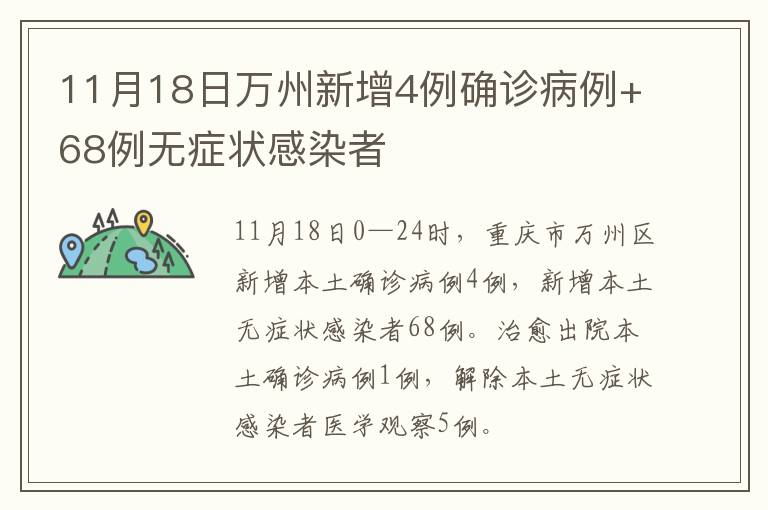 11月18日万州新增4例确诊病例+68例无症状感染者