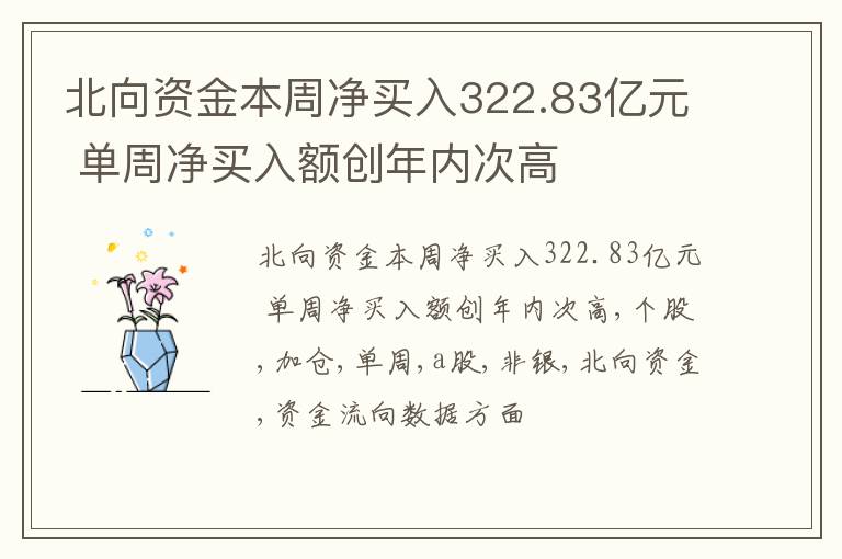 北向资金本周净买入322.83亿元 单周净买入额创年内次高