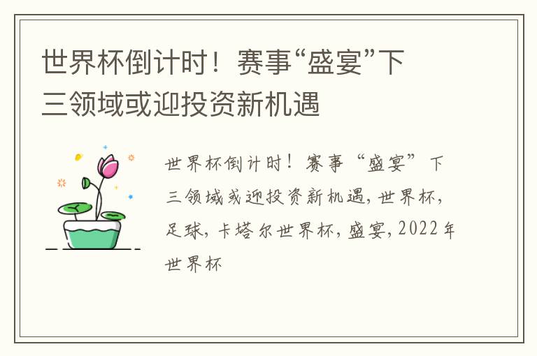 世界杯倒计时！赛事“盛宴”下三领域或迎投资新机遇