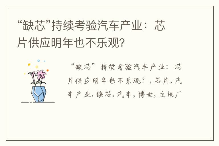 “缺芯”持续考验汽车产业：芯片供应明年也不乐观？